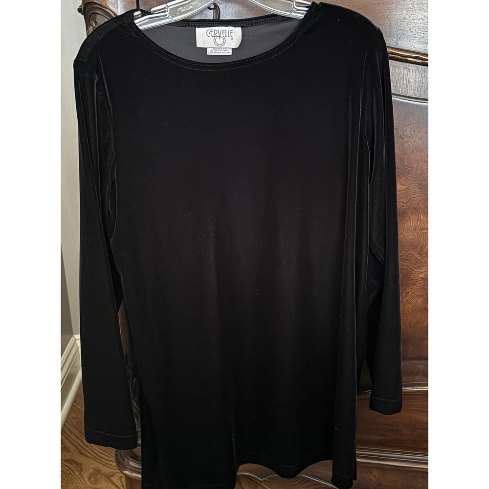 VTG VELvet Black Tunic /Dress TOP  Med/LG PULLOVER WOMEN CERVELLE